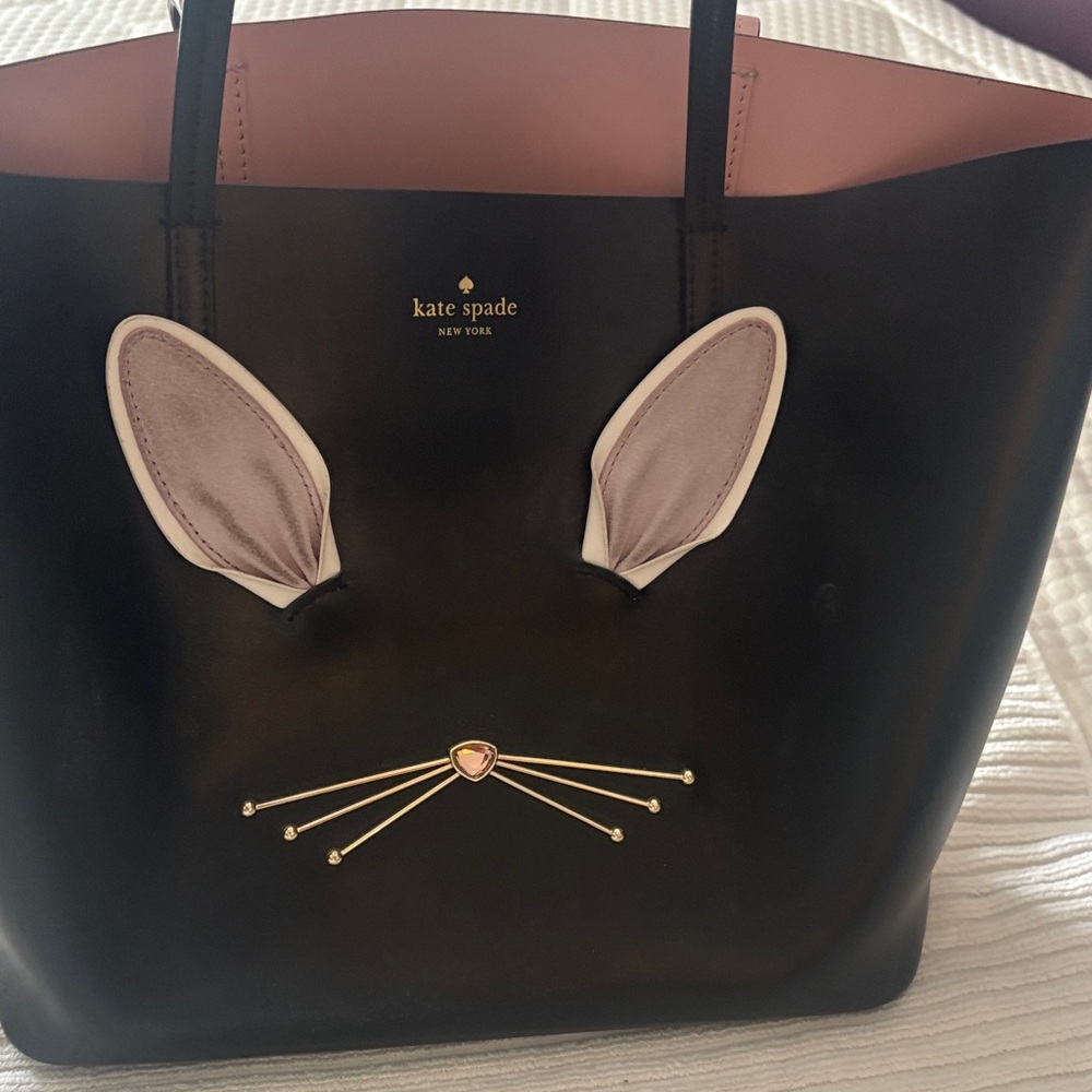 Kate Spade Black Tote with Pink Bunny Ears
